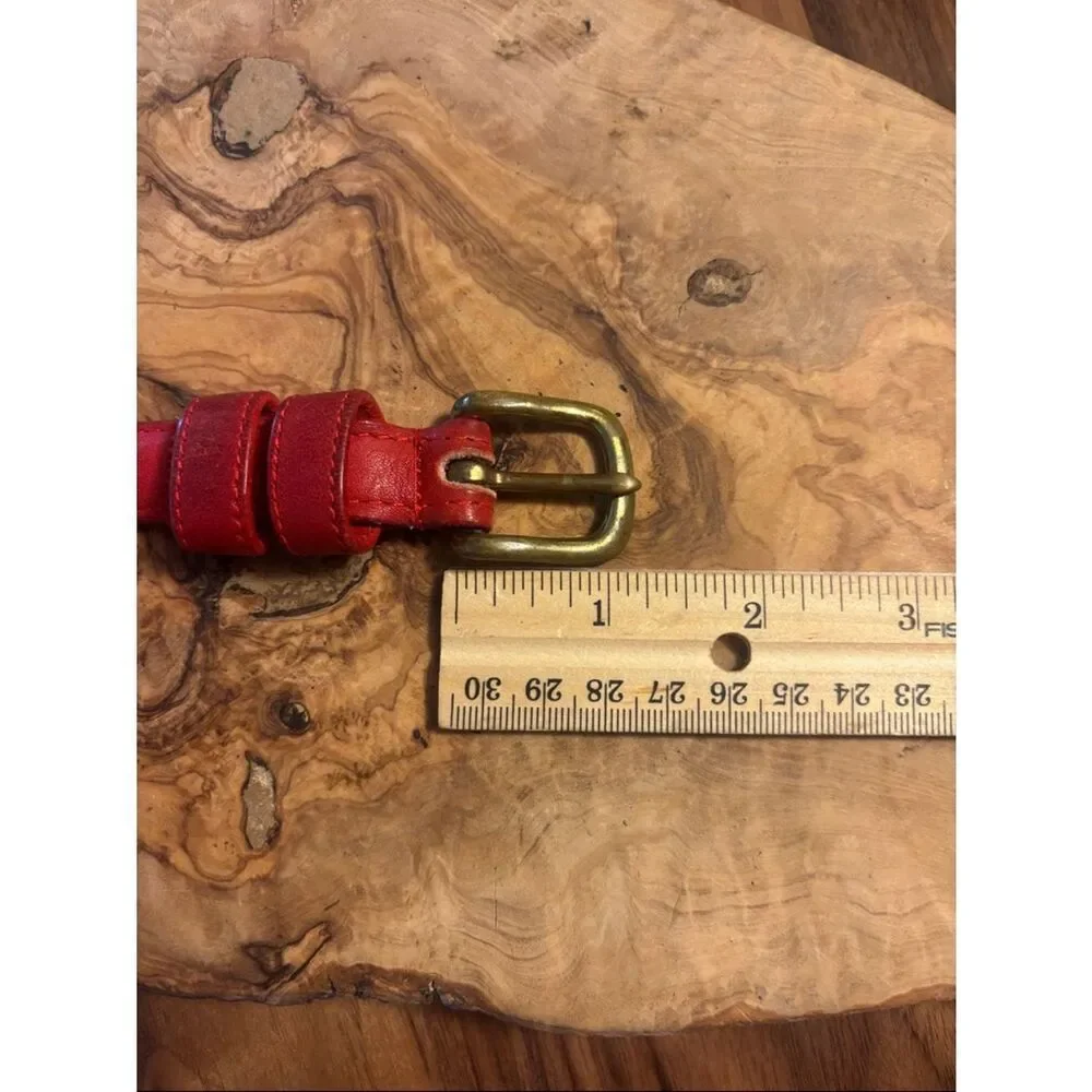 Vintage Coach Red Leather Belt with Brass Buckle